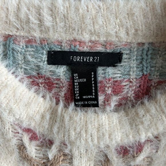 NWOT Forever 21 Oversize Fuzzy Multi-color Knit Sweater Women's Small - Picture 6 of 8